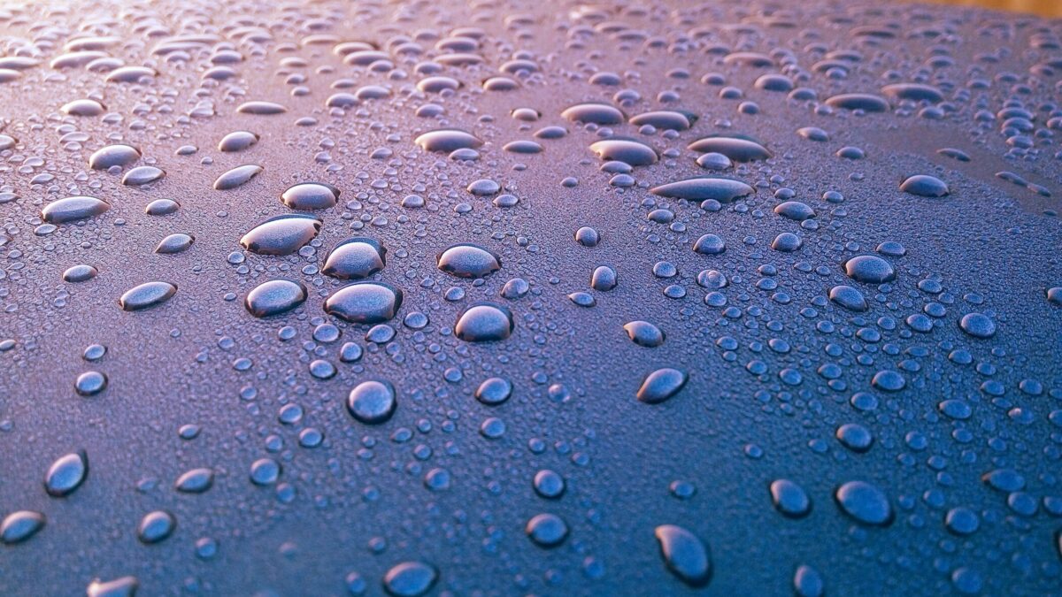 water droplets on a hard surface